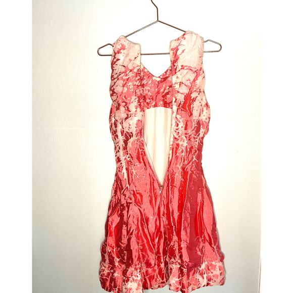 Josie Natori Coral White A-Line Full Skirt w/ pockets Silk Crepe Dress size 4 - Picture 11 of 13